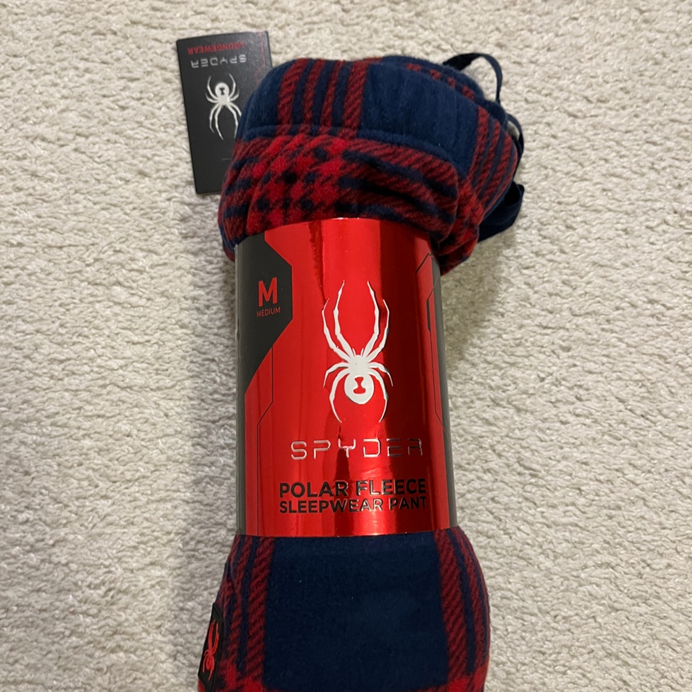 Spyder Men’s medium  Red and Blue Polar Fleece Pants:Brand new